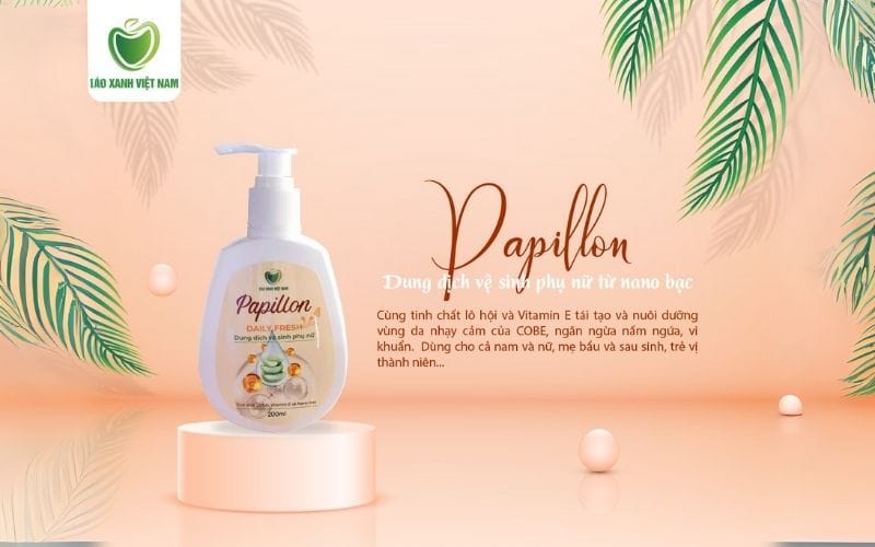 Dung dịch vệ sinh Papillon là sản phẩm chăm sóc vùng kín hàng ngày với công thức chứa Nano Bạc giúp kháng khuẩn
